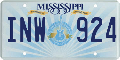 MS license plate INW924