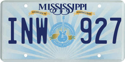 MS license plate INW927