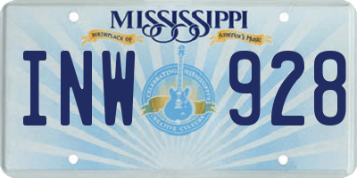 MS license plate INW928