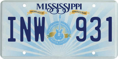 MS license plate INW931