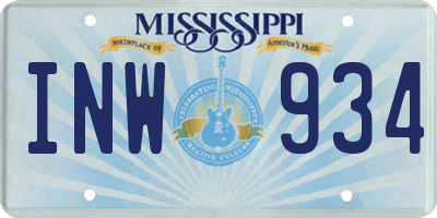 MS license plate INW934