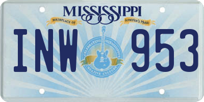 MS license plate INW953