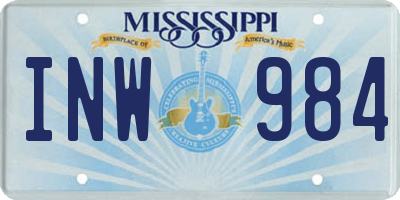 MS license plate INW984