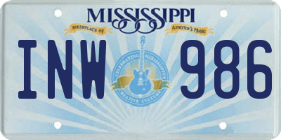 MS license plate INW986
