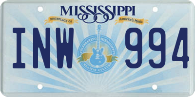 MS license plate INW994