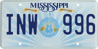 MS license plate INW996