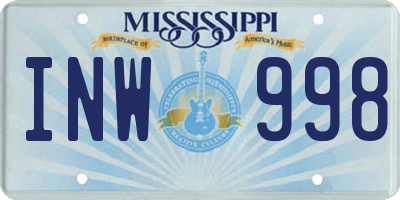 MS license plate INW998
