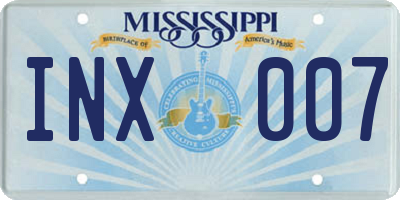 MS license plate INX007