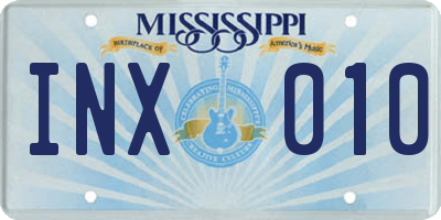 MS license plate INX010