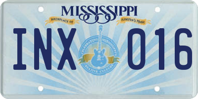 MS license plate INX016