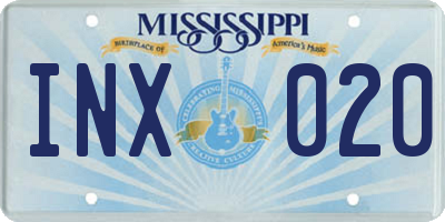 MS license plate INX020