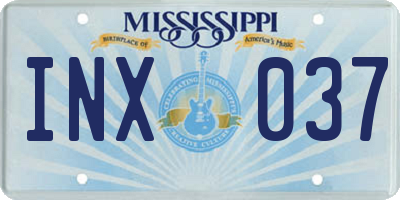 MS license plate INX037