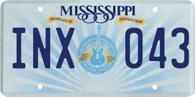 MS license plate INX043