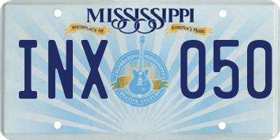 MS license plate INX050