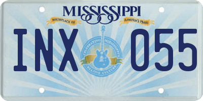 MS license plate INX055