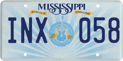MS license plate INX058