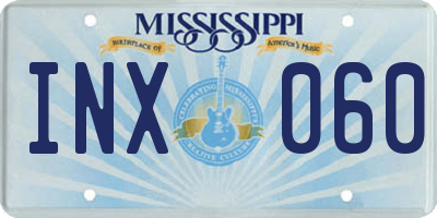 MS license plate INX060