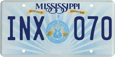 MS license plate INX070