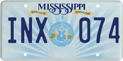 MS license plate INX074