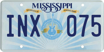 MS license plate INX075