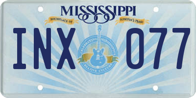 MS license plate INX077