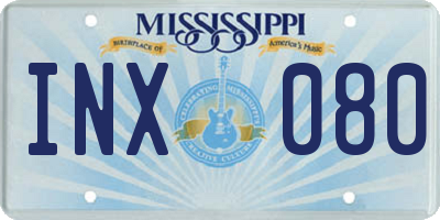 MS license plate INX080