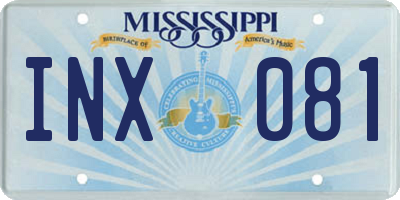 MS license plate INX081