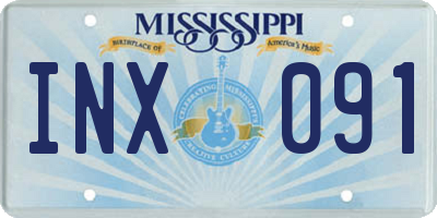 MS license plate INX091