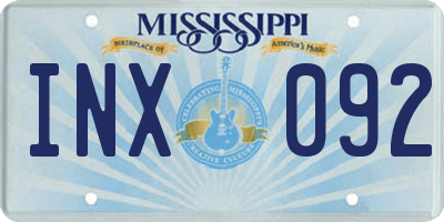MS license plate INX092