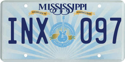 MS license plate INX097