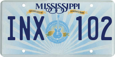 MS license plate INX102