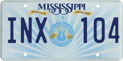 MS license plate INX104