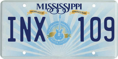 MS license plate INX109