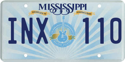 MS license plate INX110