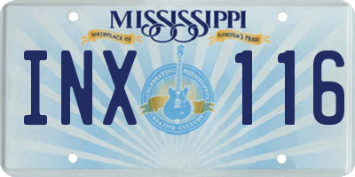 MS license plate INX116