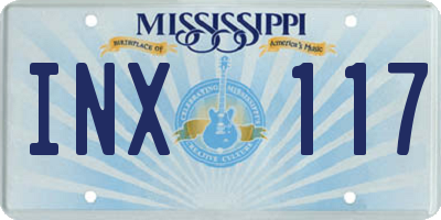 MS license plate INX117