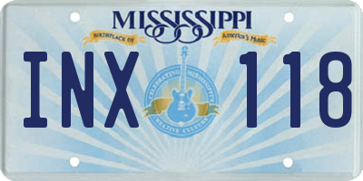 MS license plate INX118