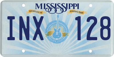 MS license plate INX128