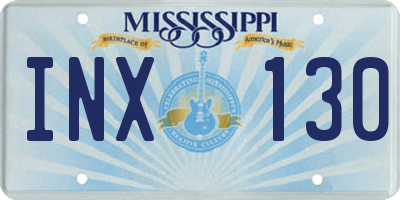 MS license plate INX130