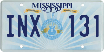 MS license plate INX131