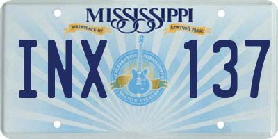 MS license plate INX137