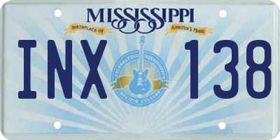 MS license plate INX138