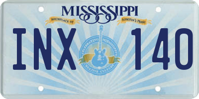 MS license plate INX140