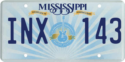 MS license plate INX143