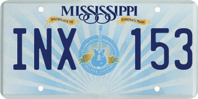 MS license plate INX153