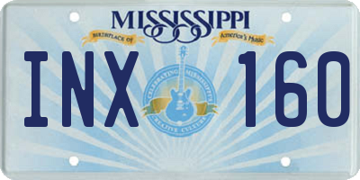 MS license plate INX160