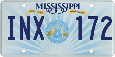 MS license plate INX172