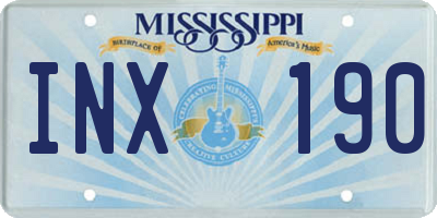 MS license plate INX190