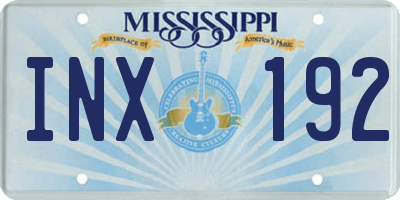 MS license plate INX192