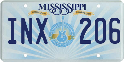 MS license plate INX206